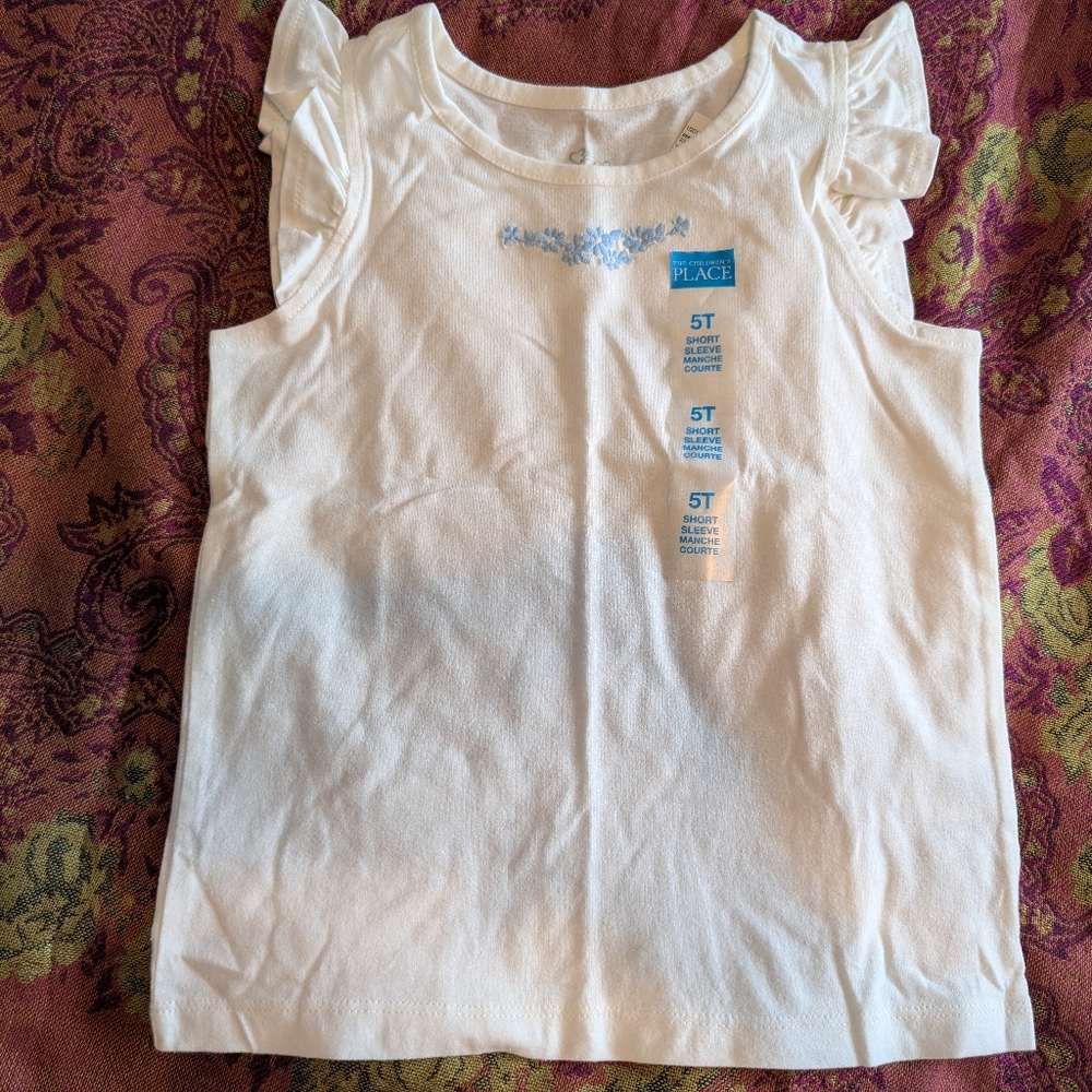 3/$15! The Children's Place White Ruffle Sleeve Tee
